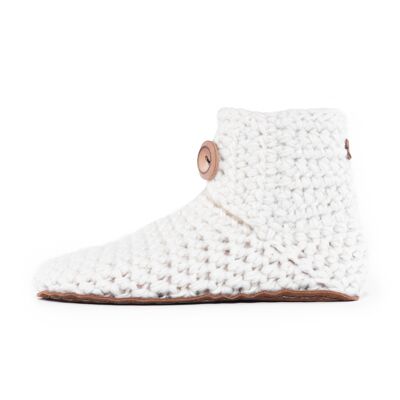 Handmade High Top Bamboo Wool Slippers in Snow | Unisex
