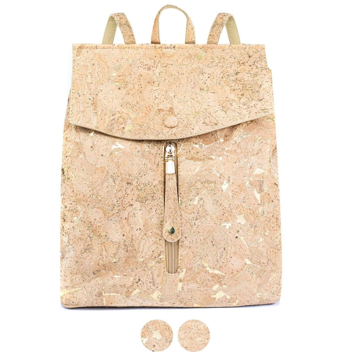 Korkrucksack mit Goldflocken – Umweltfreundliche vegane Tasche BAG-2096