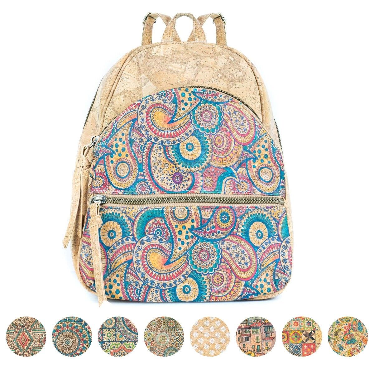 Korkrucksack – Blumen- und Fliesenmuster BAGD-610