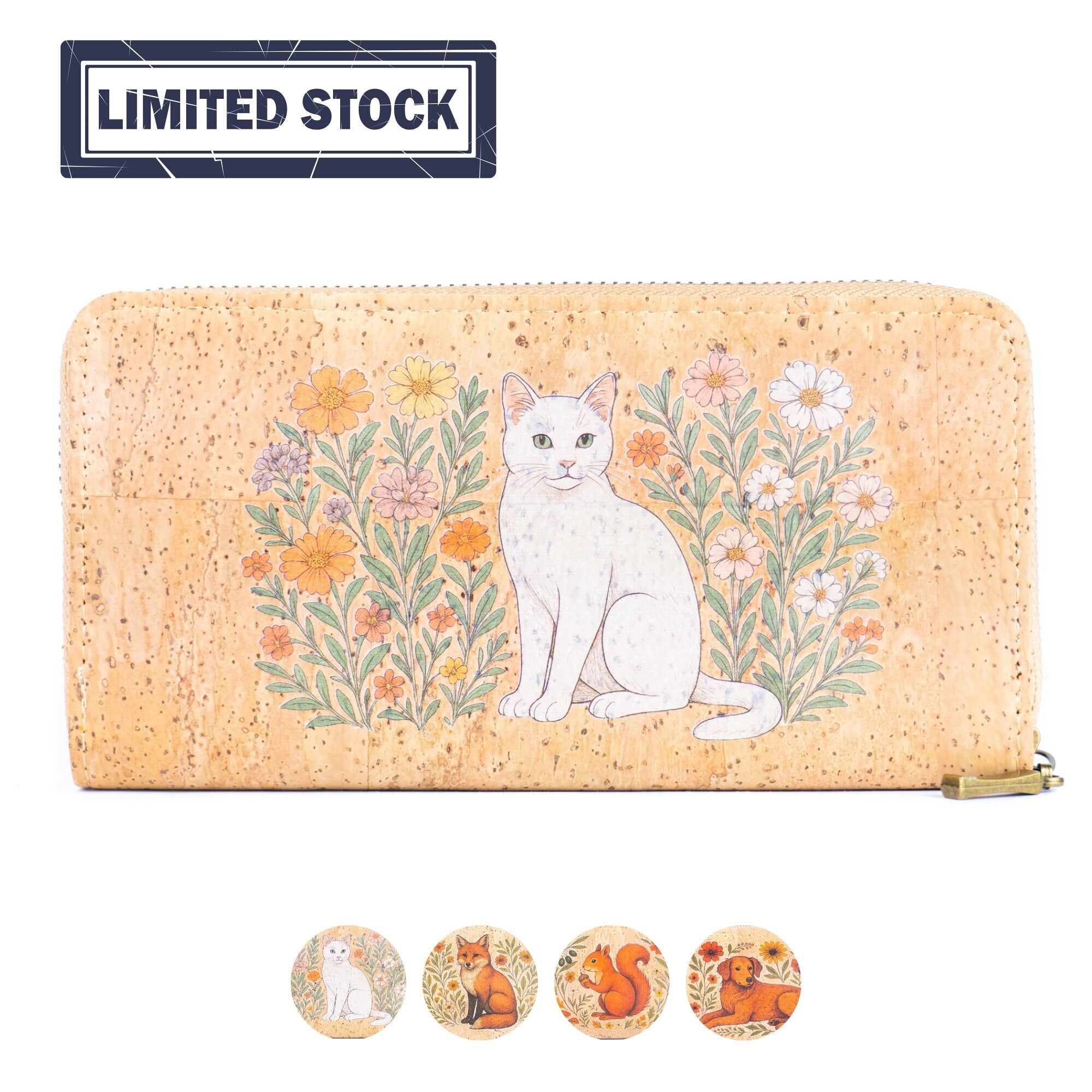 Umweltfreundliche Korkgeldbörse – Tier- und Blumendesign BAG-2020-ABCD