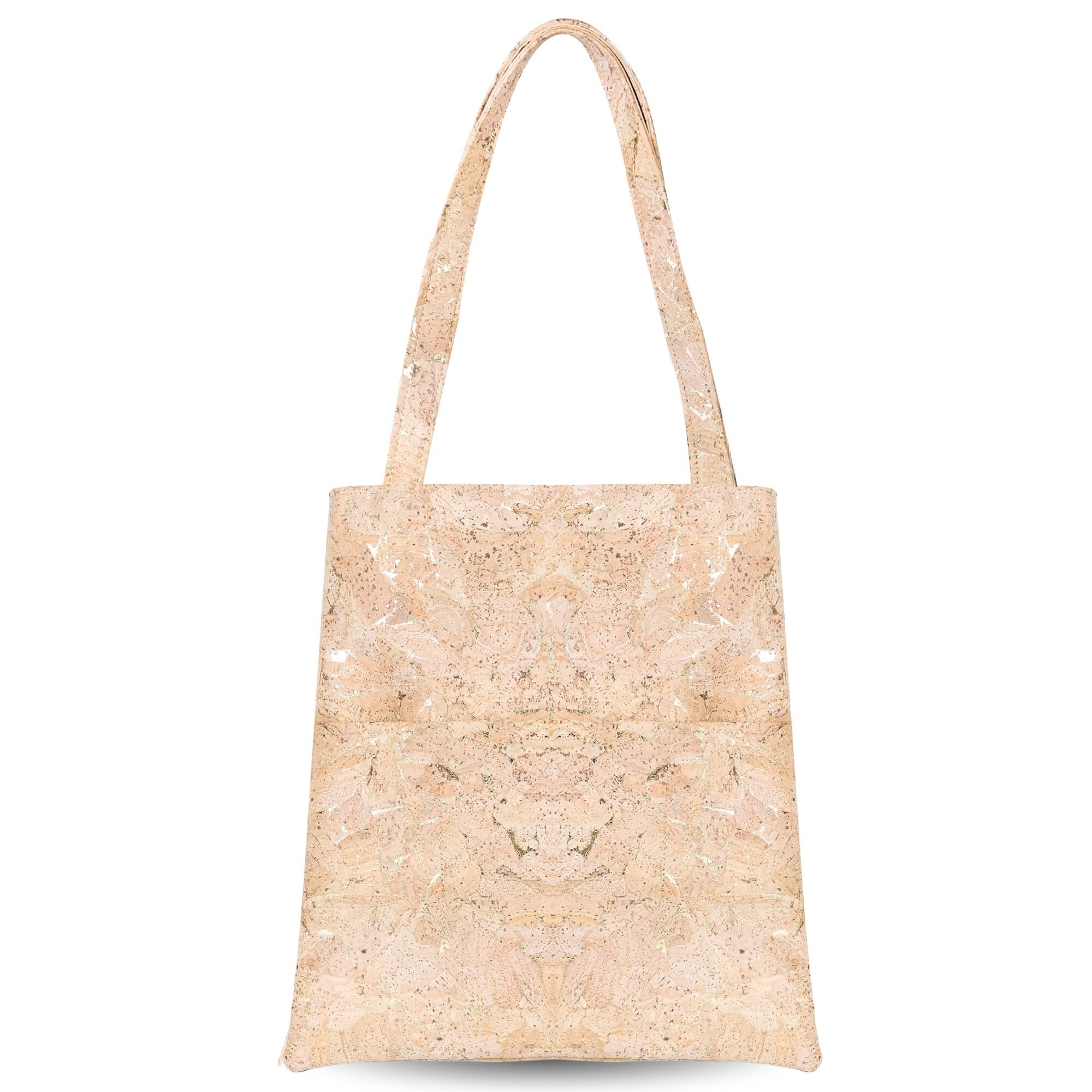 Tragetasche aus Kork mit natürlichen Goldflocken und 3 Vordertaschen BAGP-336