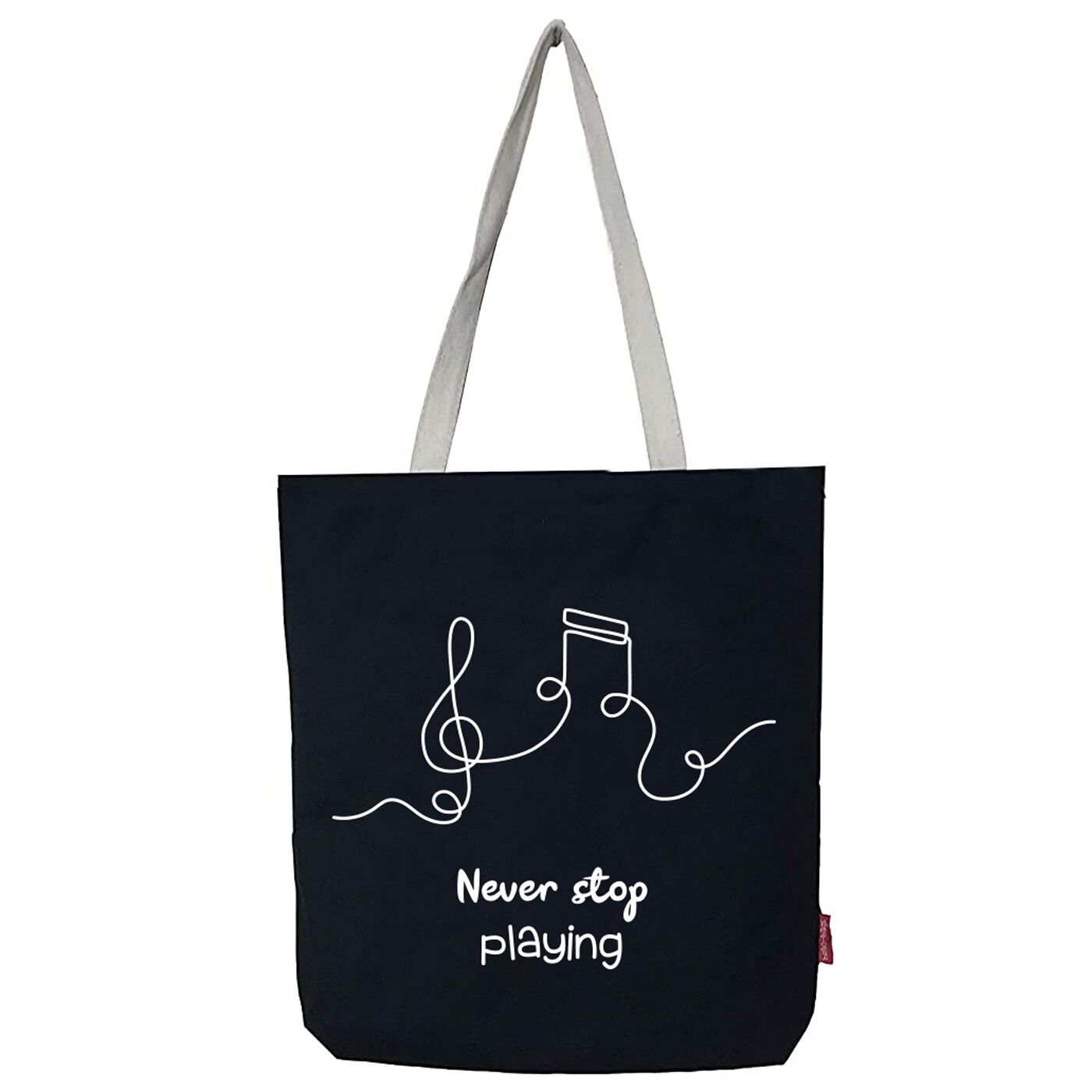 Borsa tote, 100% cotone, modello "Never stop play".