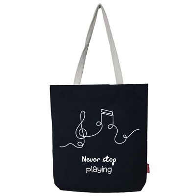 Tote bag, 100% cotton, "Never stop playing" model