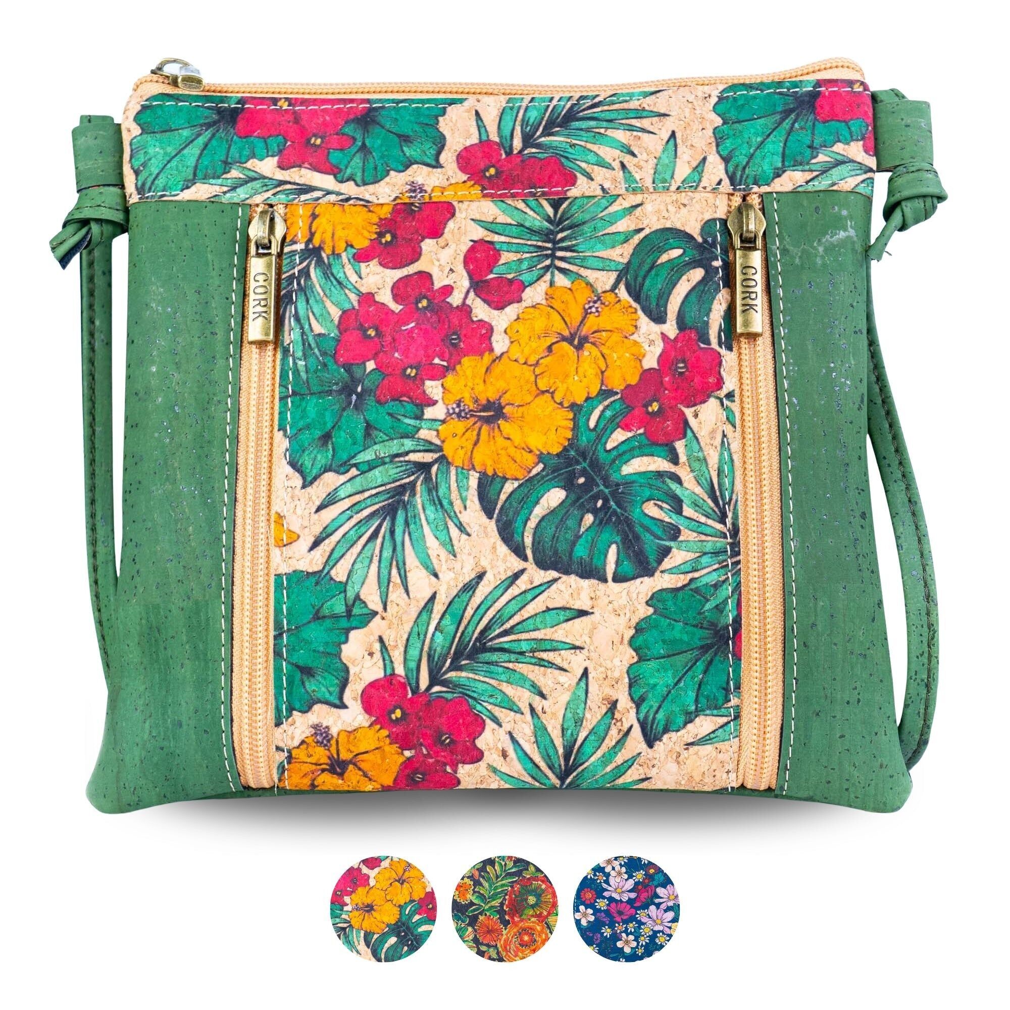Umweltfreundliche Kork-Umhängetasche mit Blumenmuster – Schultertasche aus veganem Leder – BAGP-342
