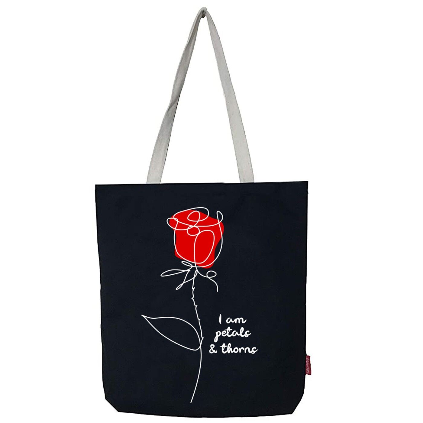 Borsa tote, 100% cotone, modello "Io sono petali e spine"