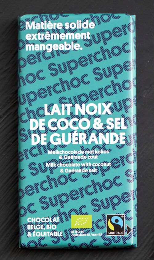 Tablette de chocolat au Lait Noix de Coco et Sel de Guérande