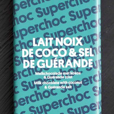 Coconut and Guérande salt milk chocolate bar