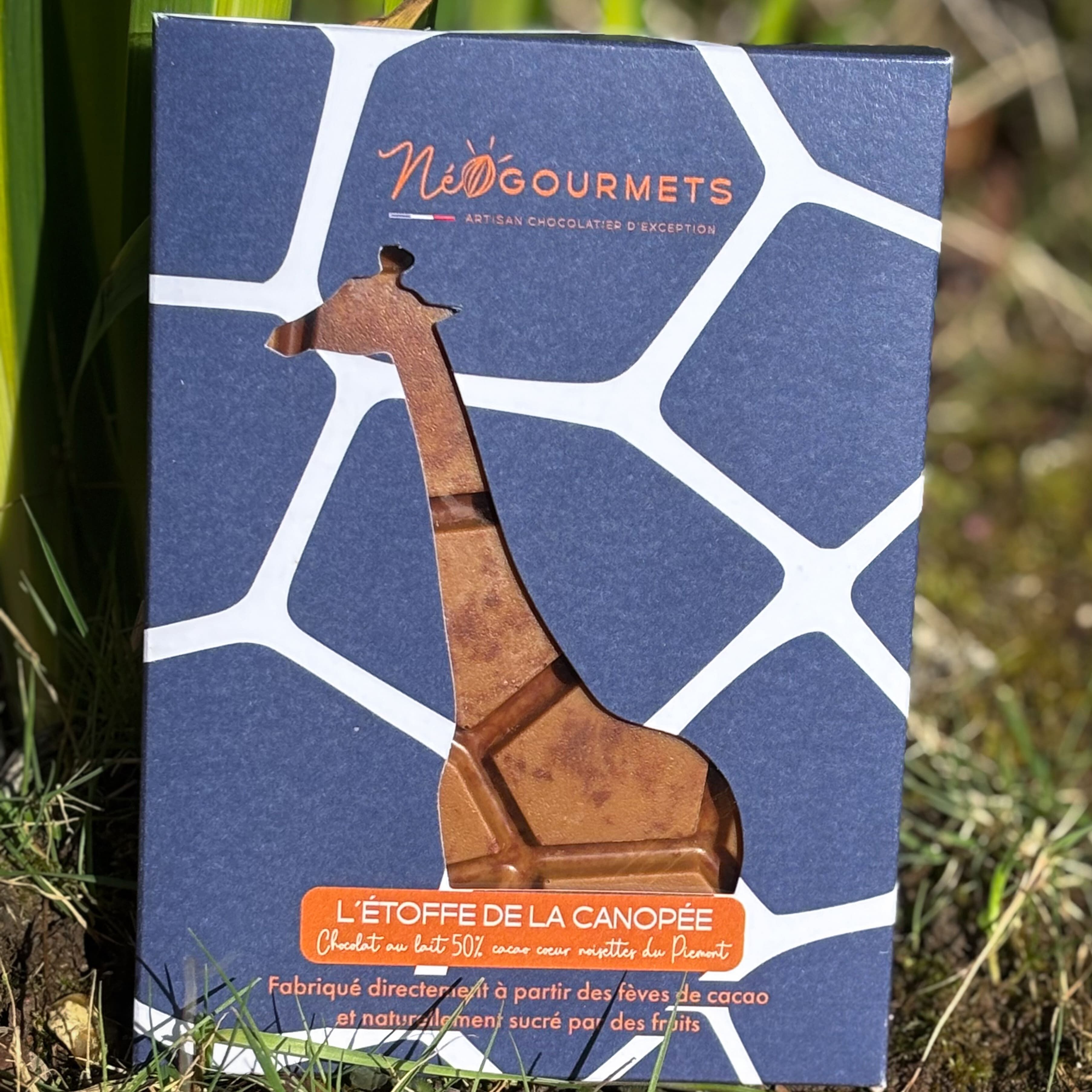 Œuf plat Étoffe de la canopée, offre de Pâques - chocolat lait et blanc cœur de noisette & vanille, 100% artisanal, biologique et équitable