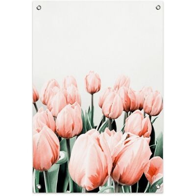 Póster de jardín de tulipanes rosas (60x90cm)