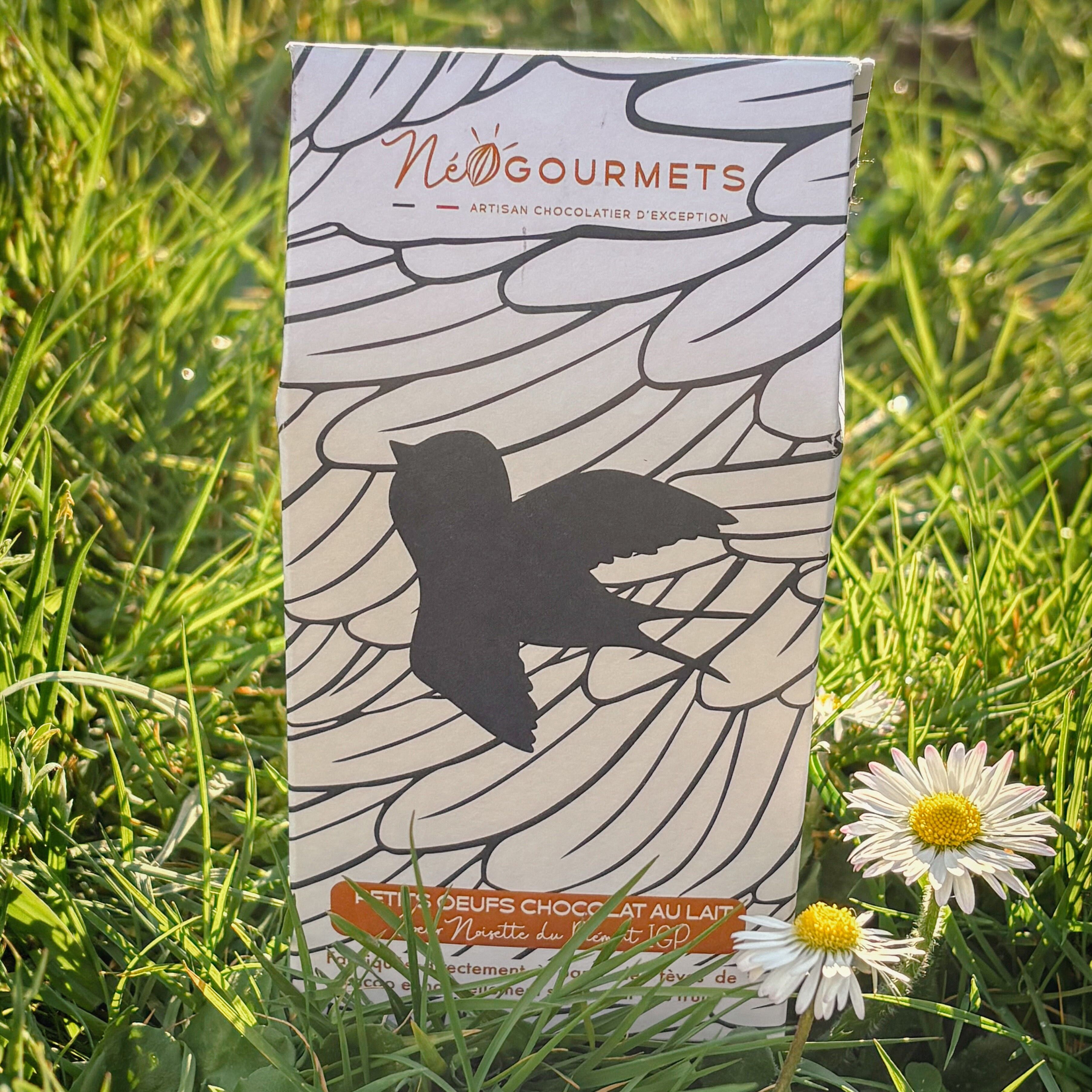 Petits trésors œufs pralinés chocolat lait cœur praliné noisettes, offre de Pâques - 100% artisanal, biologique et équitable