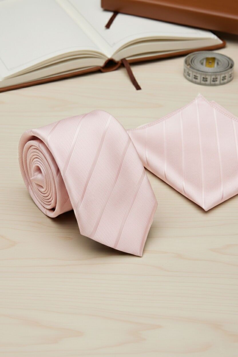 Herrenkrawatte aus gemustertem Polyester mit Einstecktuch CRA-C01