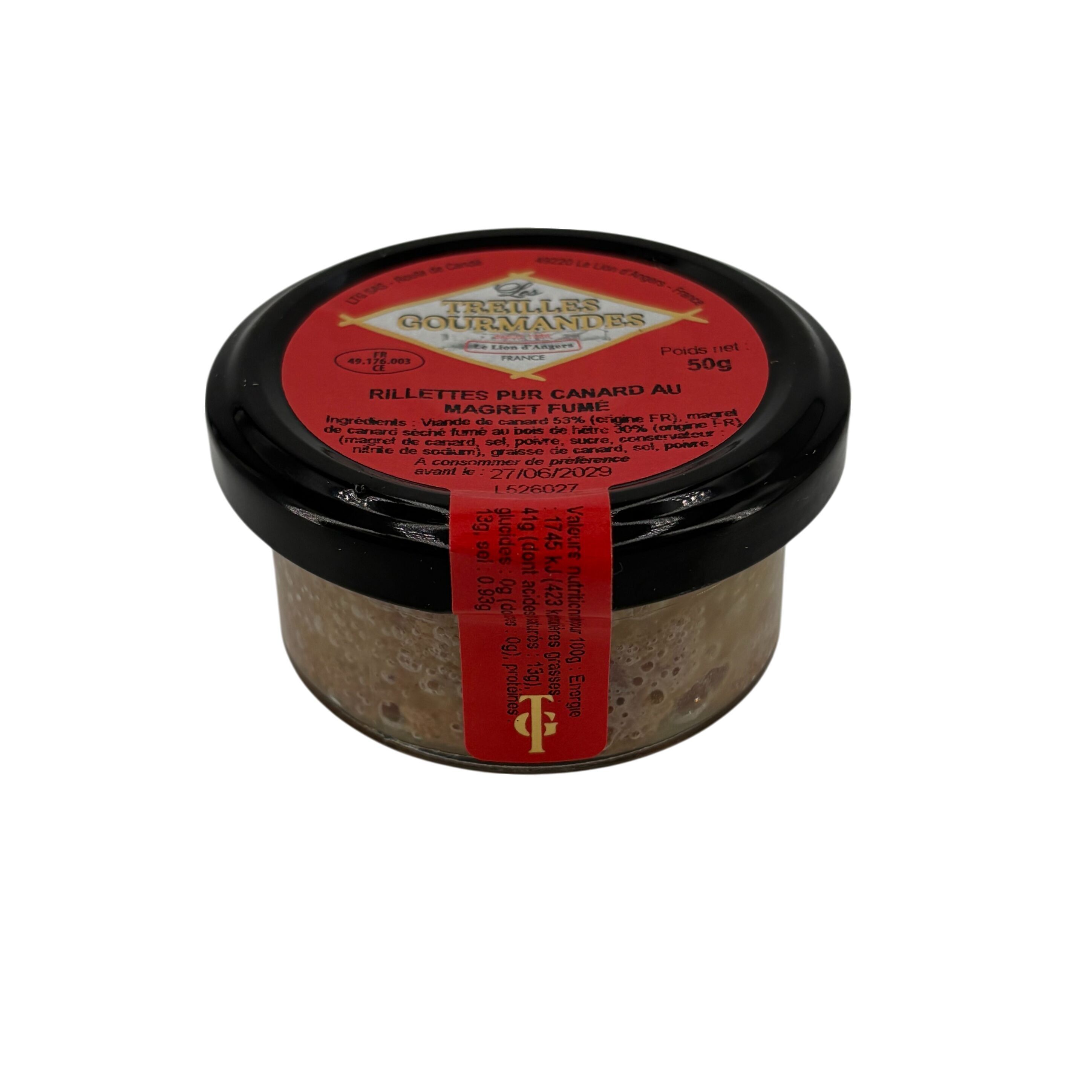 Pure duck rillettes with smoked duck breast, 50g can