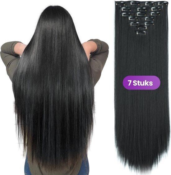 SassyGoods Clip-in Haarverlängerungen – 60 cm – Schwarz – Professionelle Haarverlängerungen