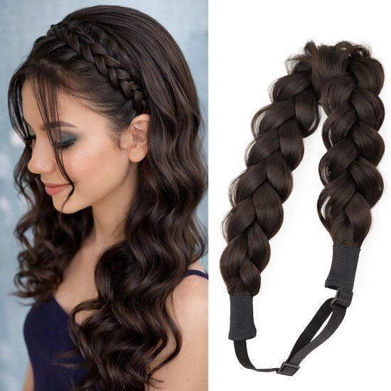 SassyGoods Verstellbare Haarverlängerungen mit geflochtenem Band – Dunkelbraun/Kastanienbraun