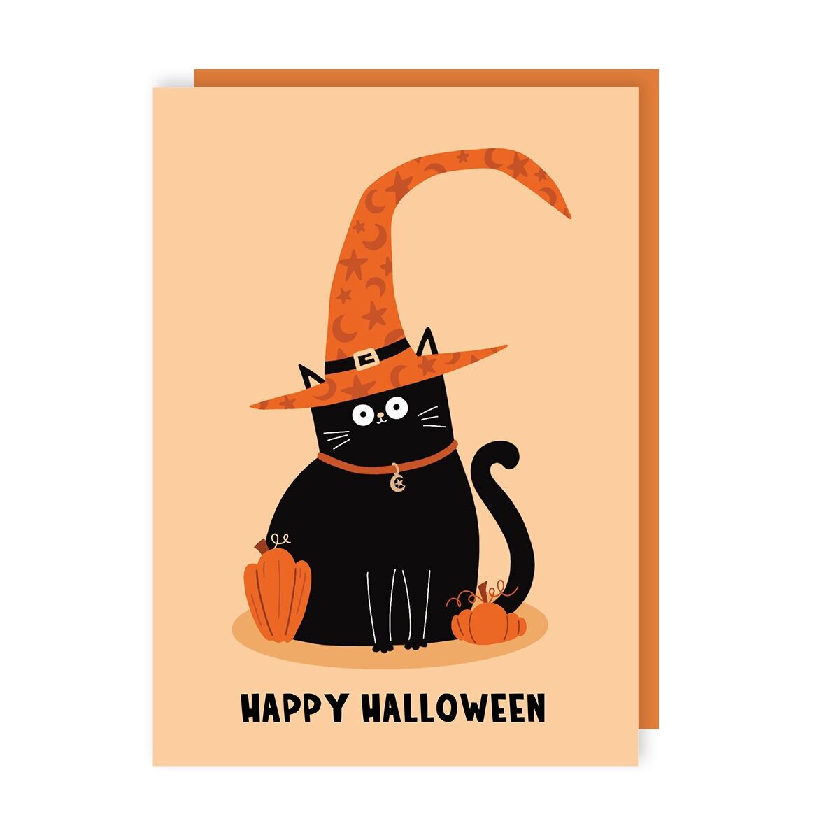 Curly Hat Cat Halloween Card Pack of 6