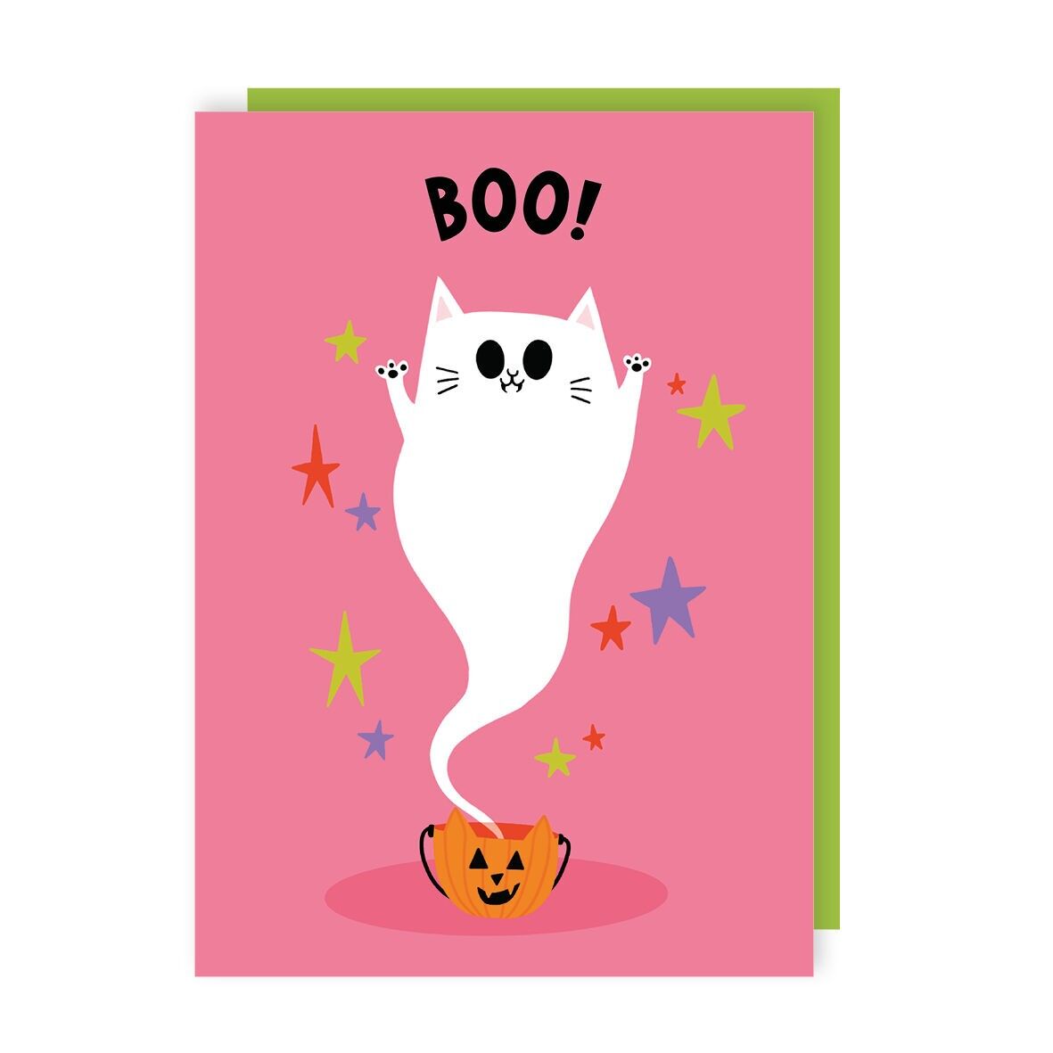 Ghost Cat Halloween Card Pack of 6