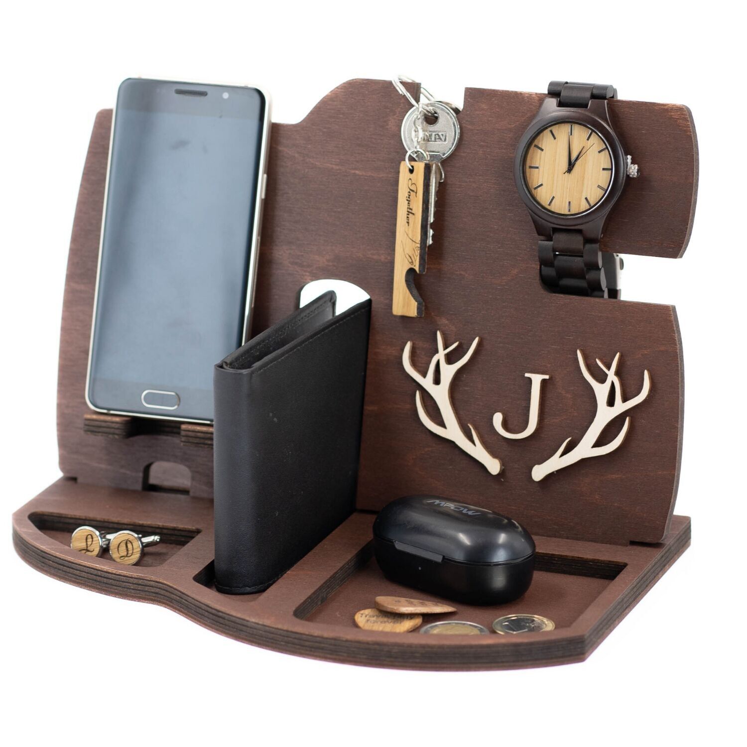 Wooden Desk Organizer with Phone Stand – Easy to asemble. Flatpack