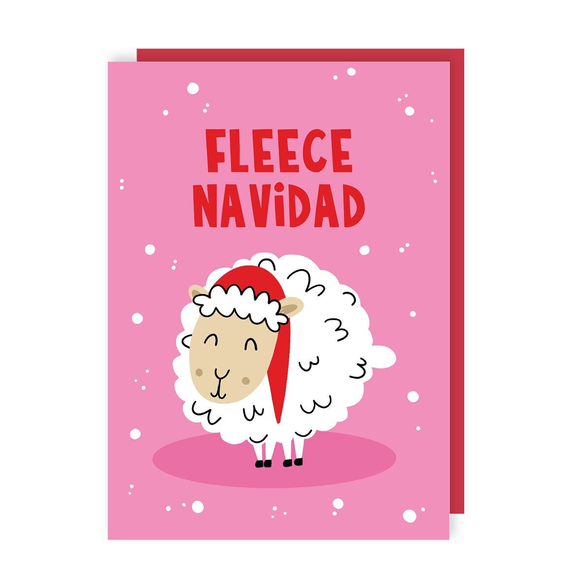 Fleece Navidad Sheep Christmas Card Pack of 6