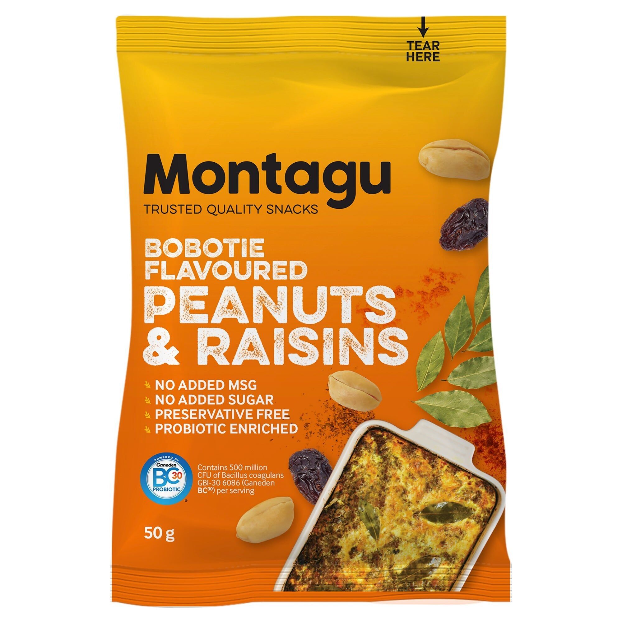 Montagu: Roasted Peanuts & Raisins Mix – Bobotie Flavoured 50g x 10