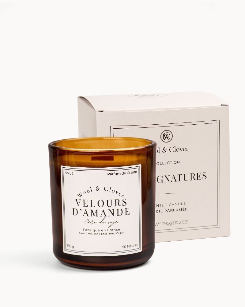 Bougie Signature "Velours d'Amande" – Lait d'Amande, Coco & Vanille (290g)