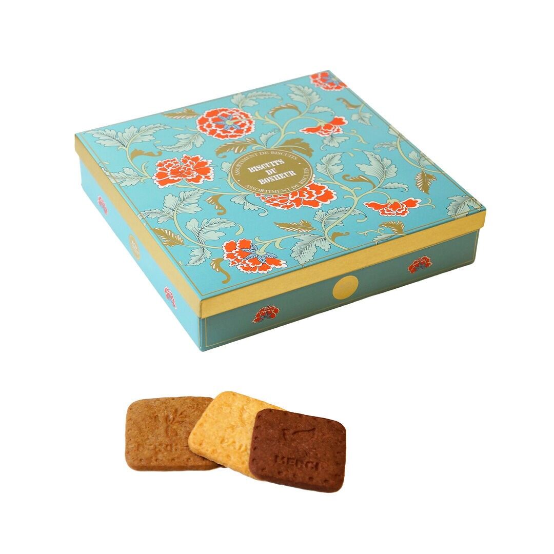 Assorted shortbread cookies - "Biscuits of Happiness" metal tin, 295g, Mother's Day