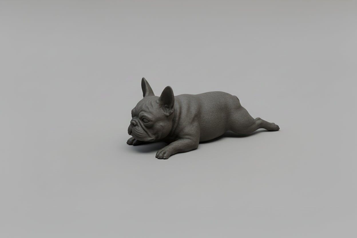 "Bread Loaf" Frenchie Sploot Statue – Cute 3D Printed Dog Figurine, Unique Gift