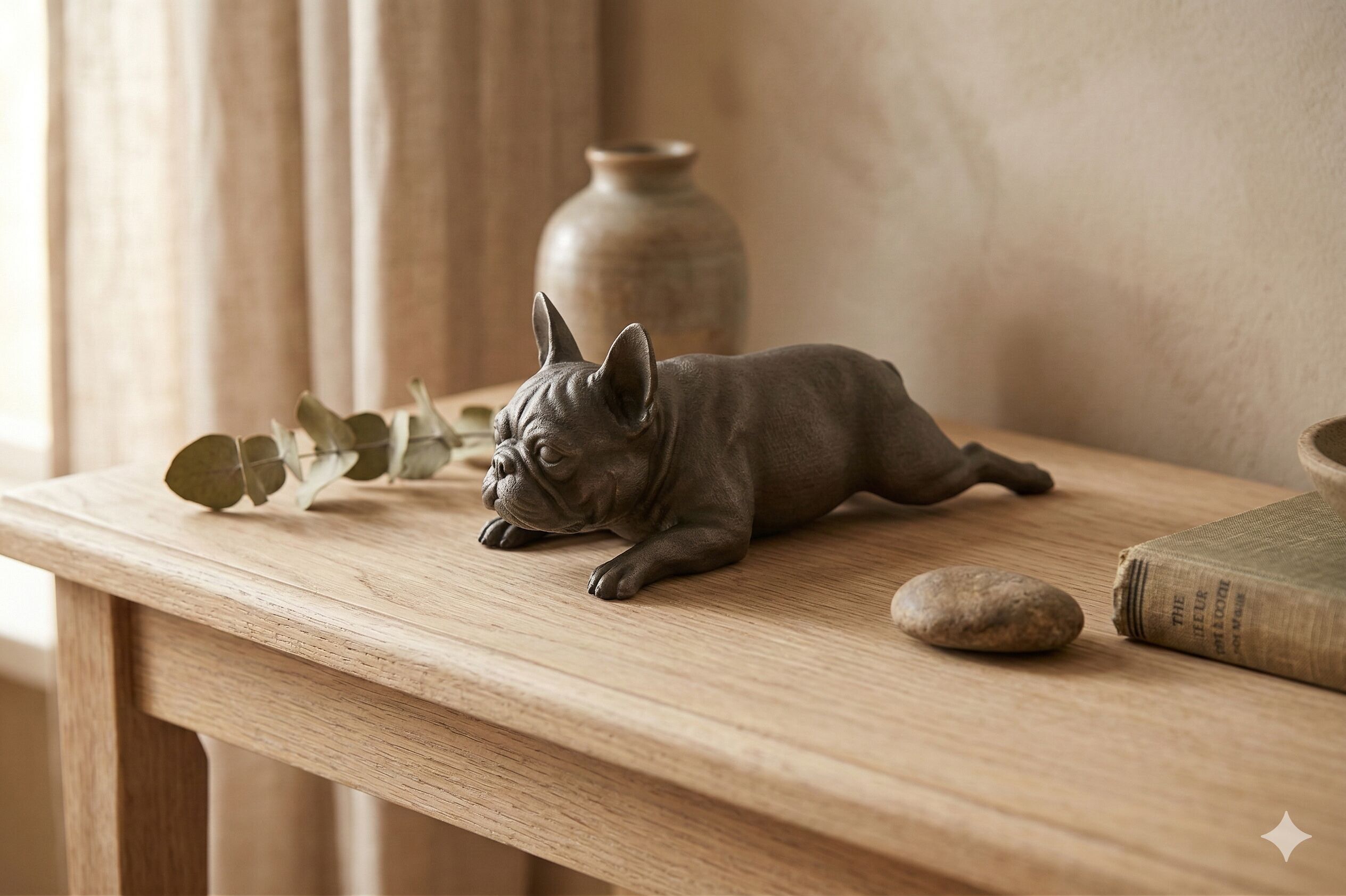 "Bread Loaf" Frenchie Sploot Statue – Cute 3D Printed Dog Figurine, Unique Gift