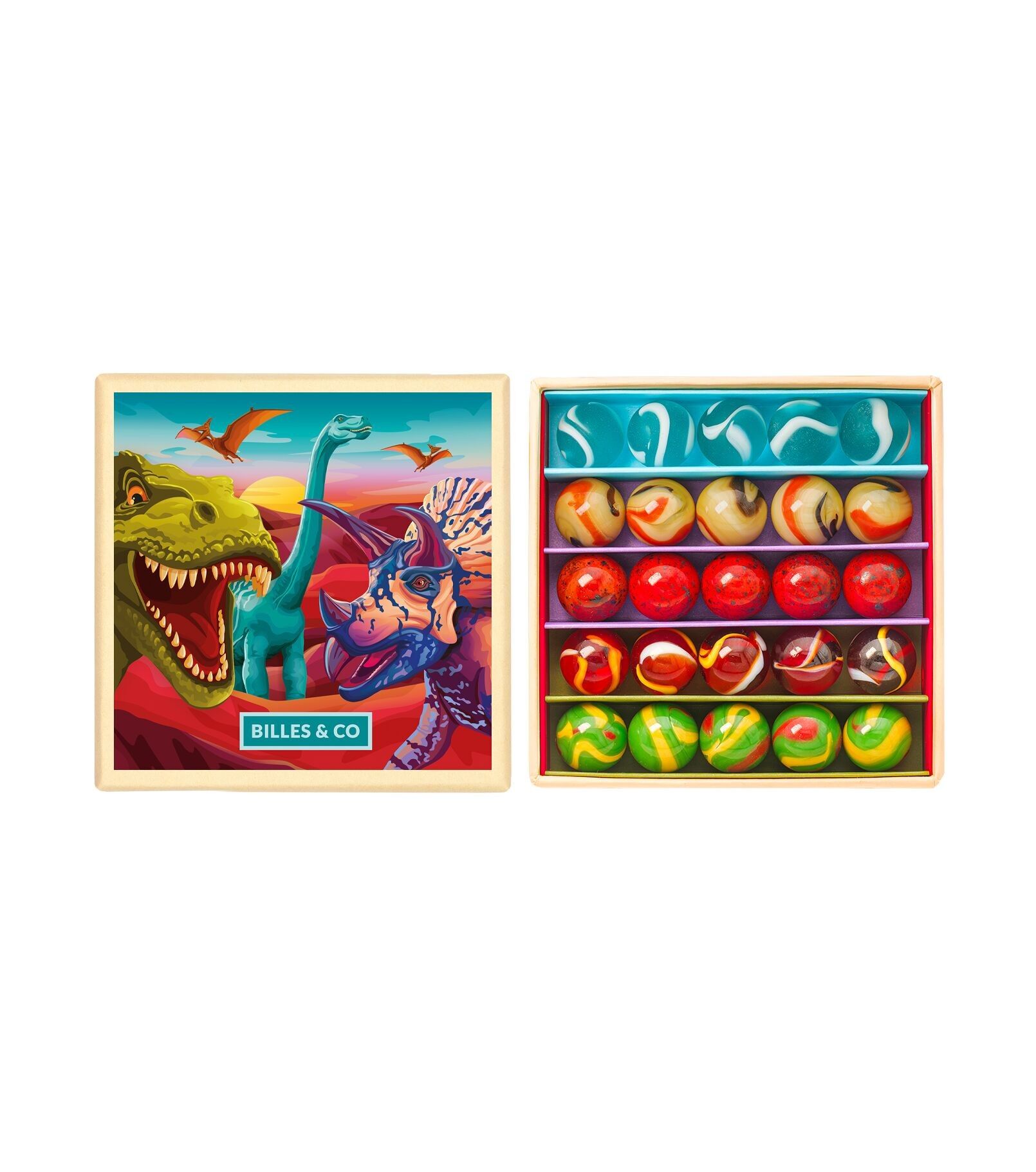 Pequeño juego de canicas de dinosaurio