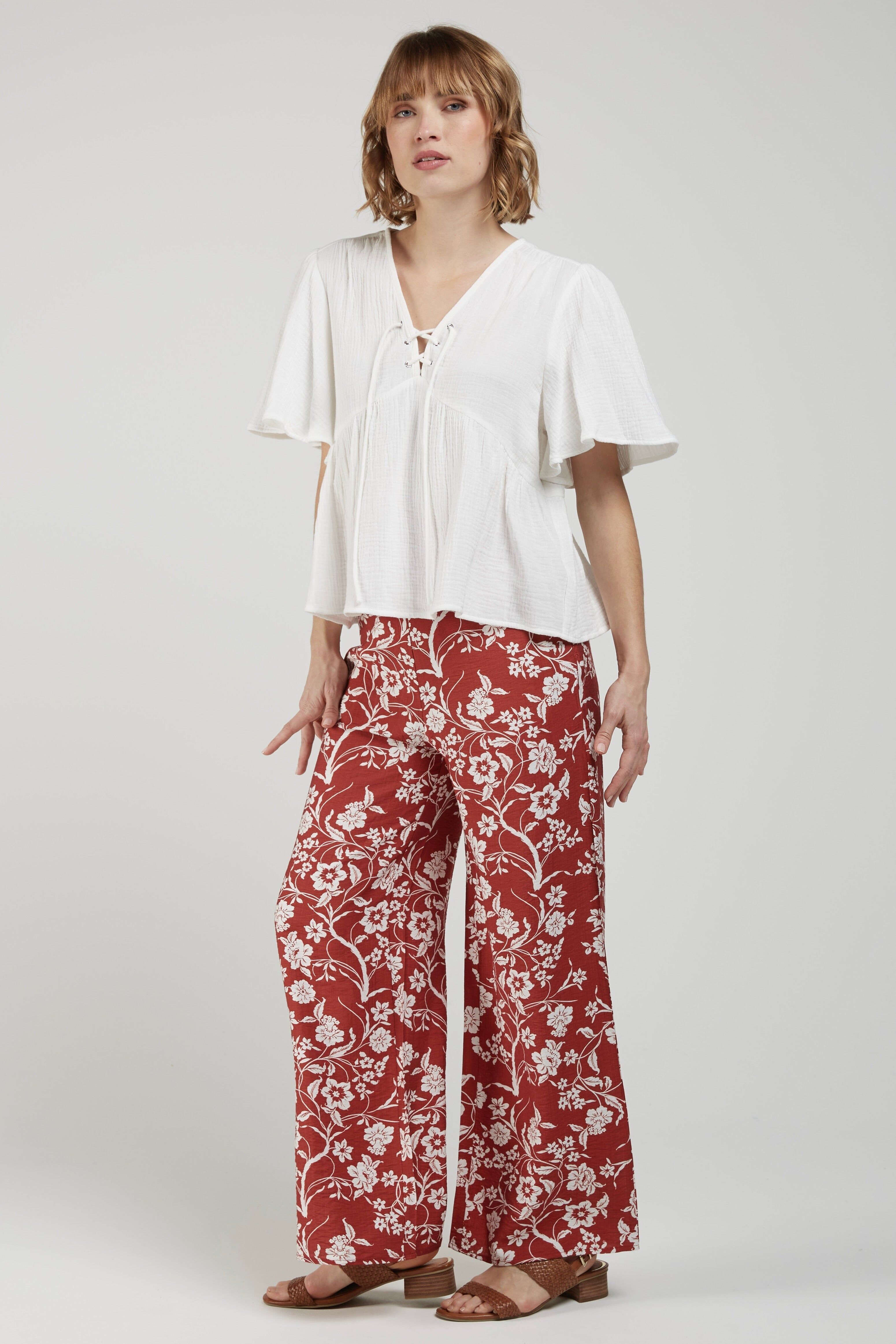 FABIO - Wide Leg Floral Print Trousers