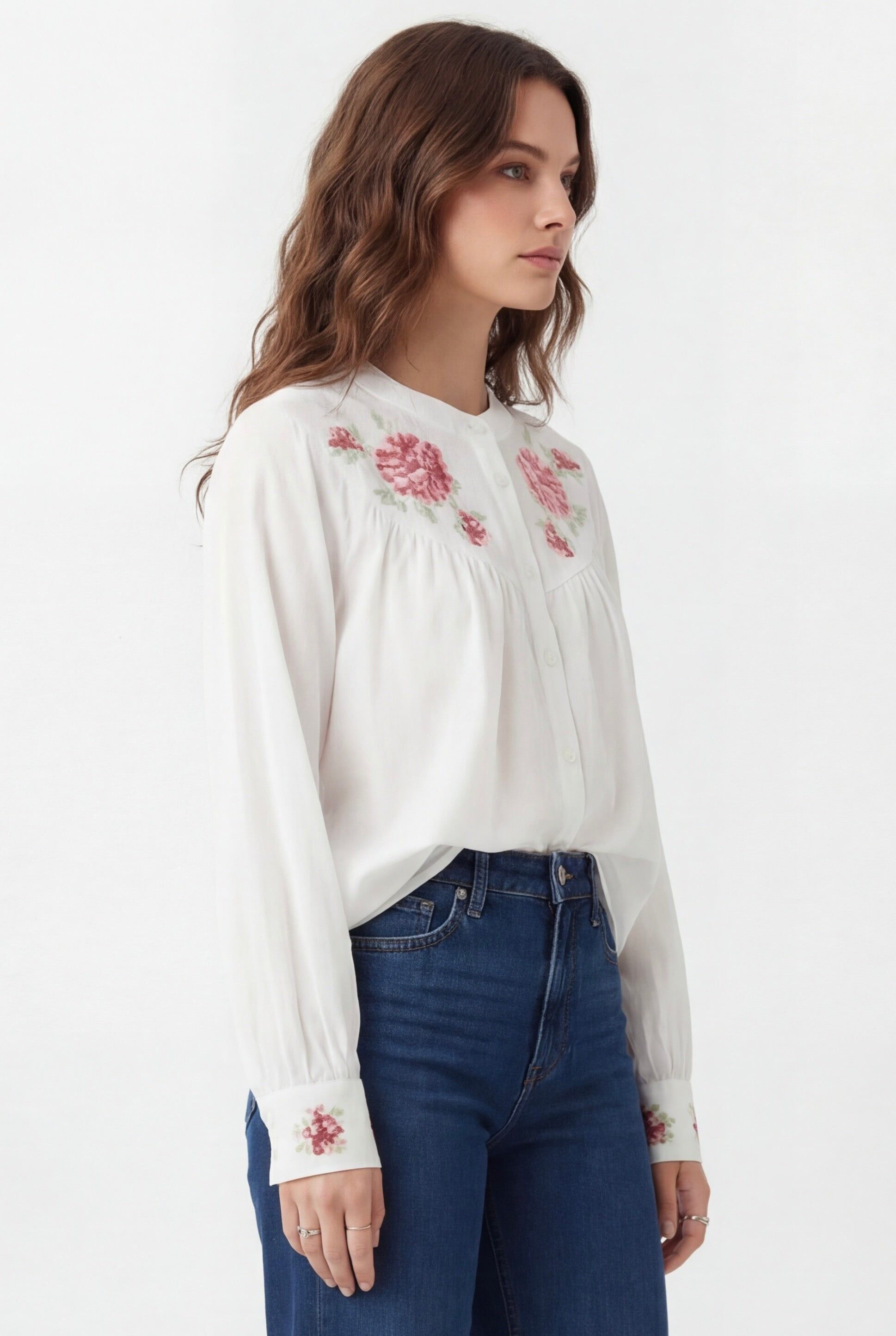 HINAU - Embroidered Floral Blouse 100% Cotton