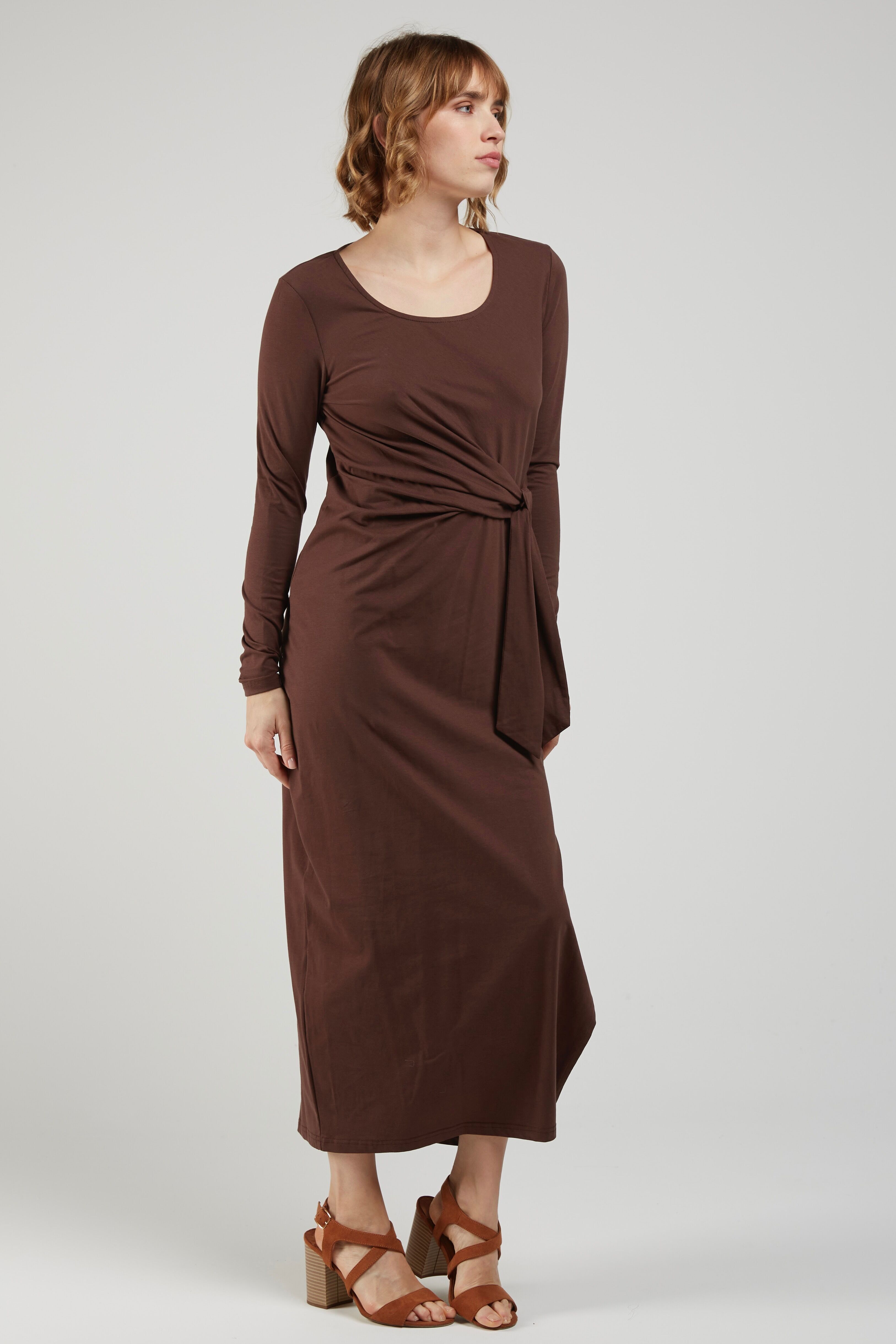 ELODIE2 - Long T-shirt Dress with Tie
