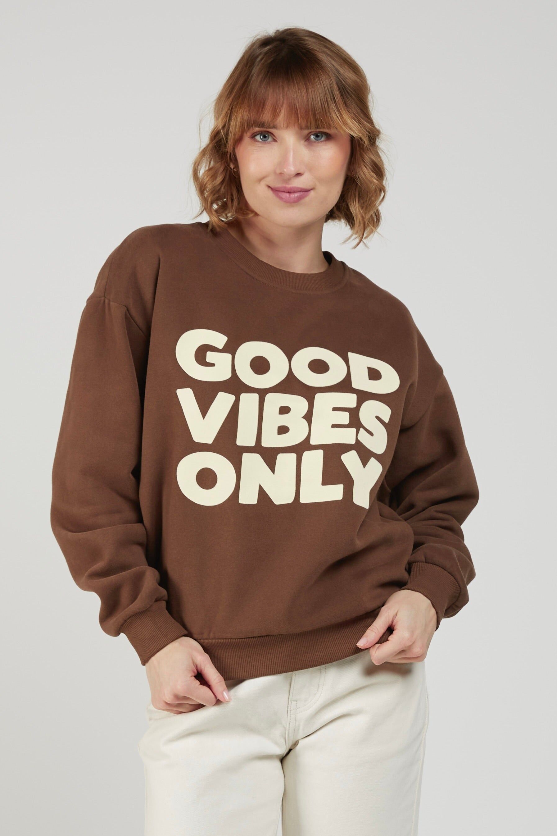 GOODVIBES - “Good Vibes Only” Velvet Touch Sweatshirt