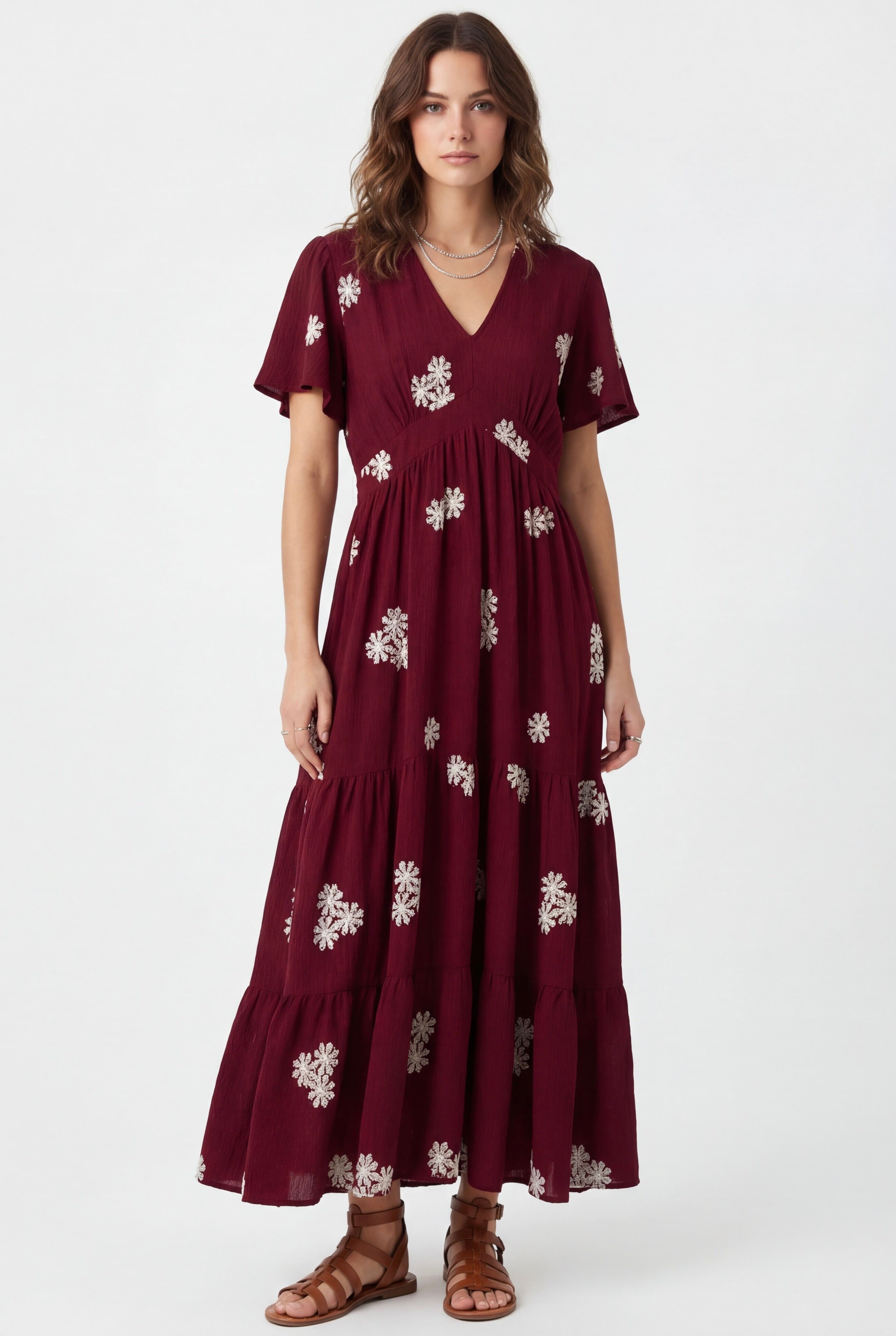 KARLIE2 - Bohemian Chic Embroidered Maxi Dress