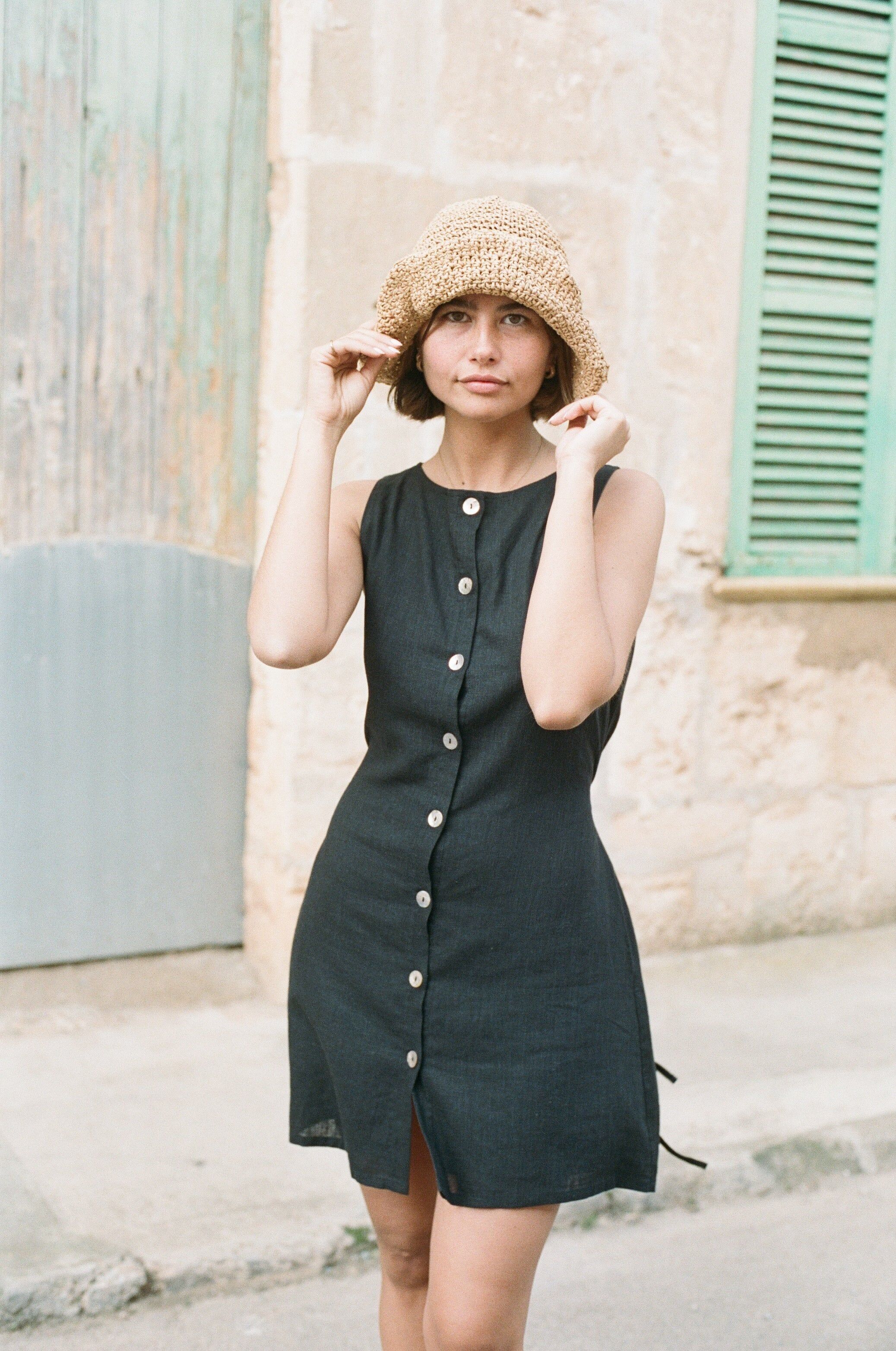 Linen dress - Black