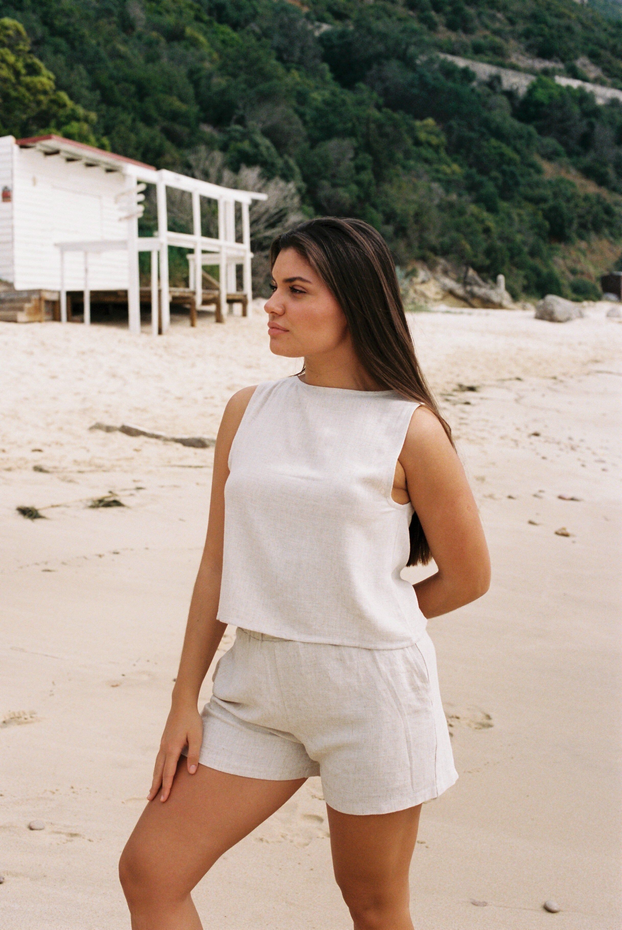 Leinenshorts – Beige