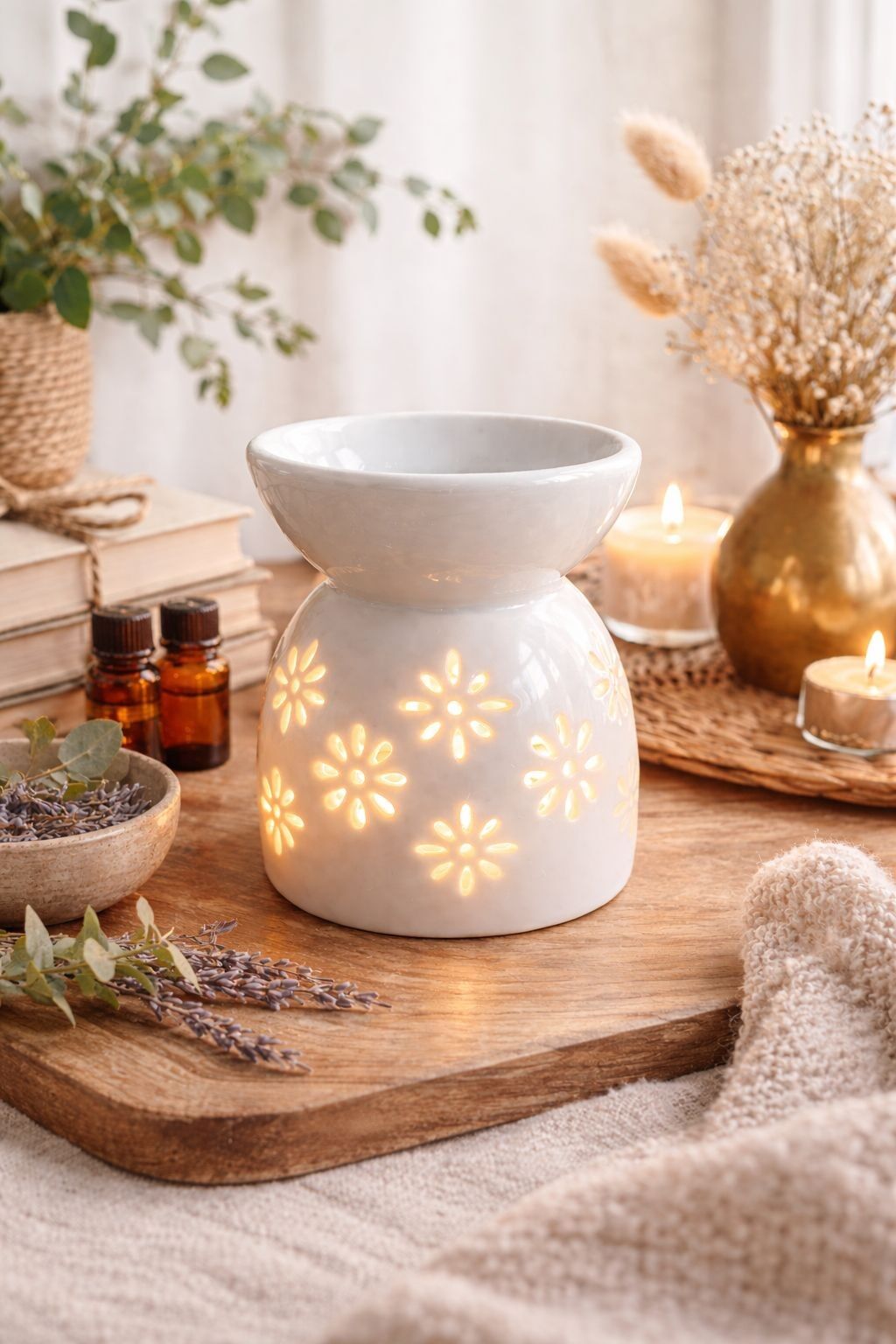 Bruciatore di profumi in ceramica a forma di fiore