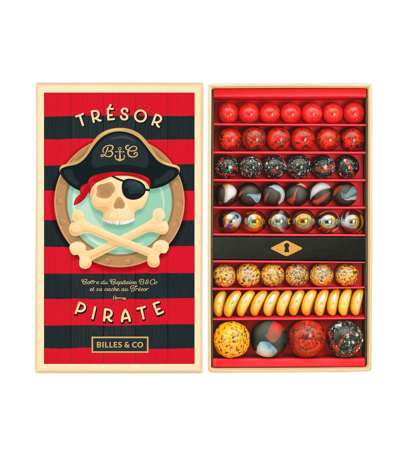 Gran juego de canicas con forma de tesoro pirata