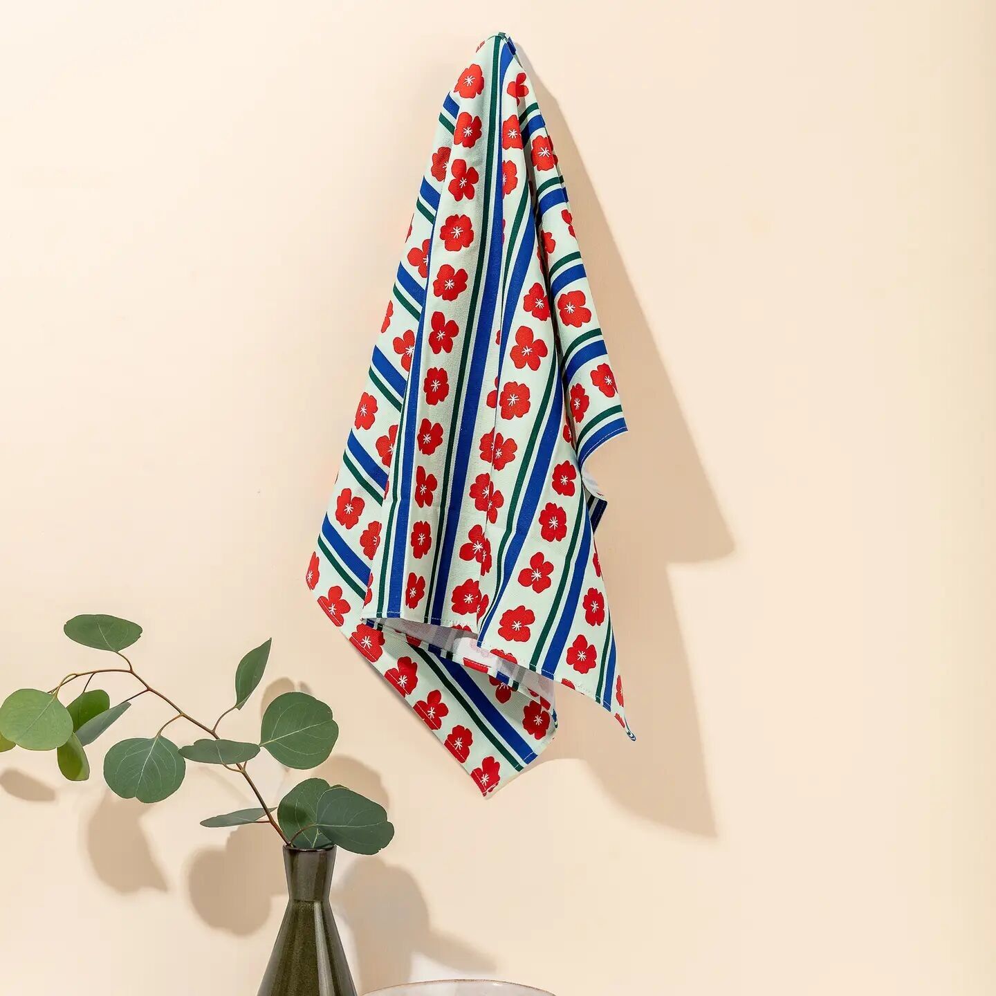 Tea Towel Burgundy and Stripes