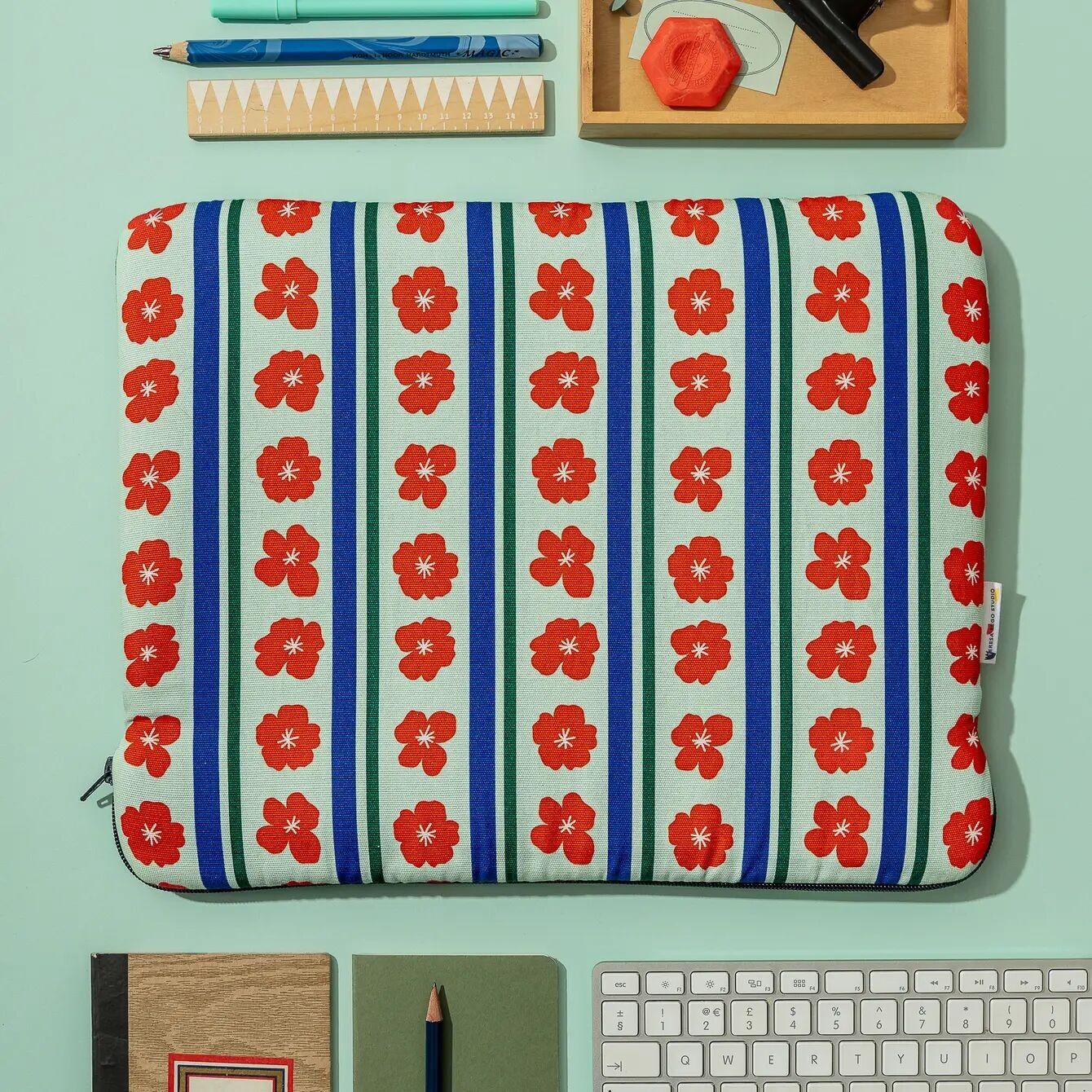 Laptop Pouch Burgundy and Stripes