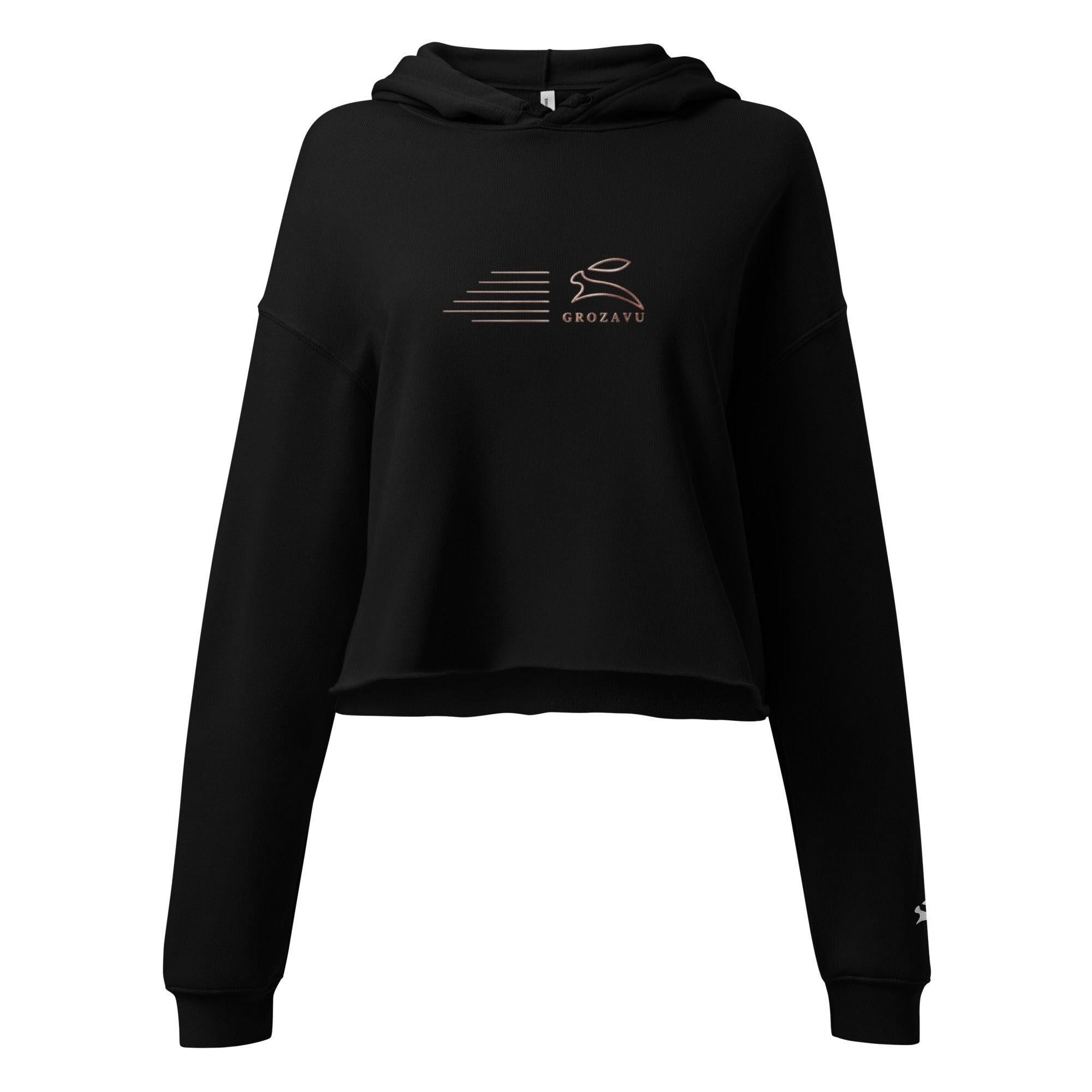 Black Cropped Hoodie - Rose Gold Logo