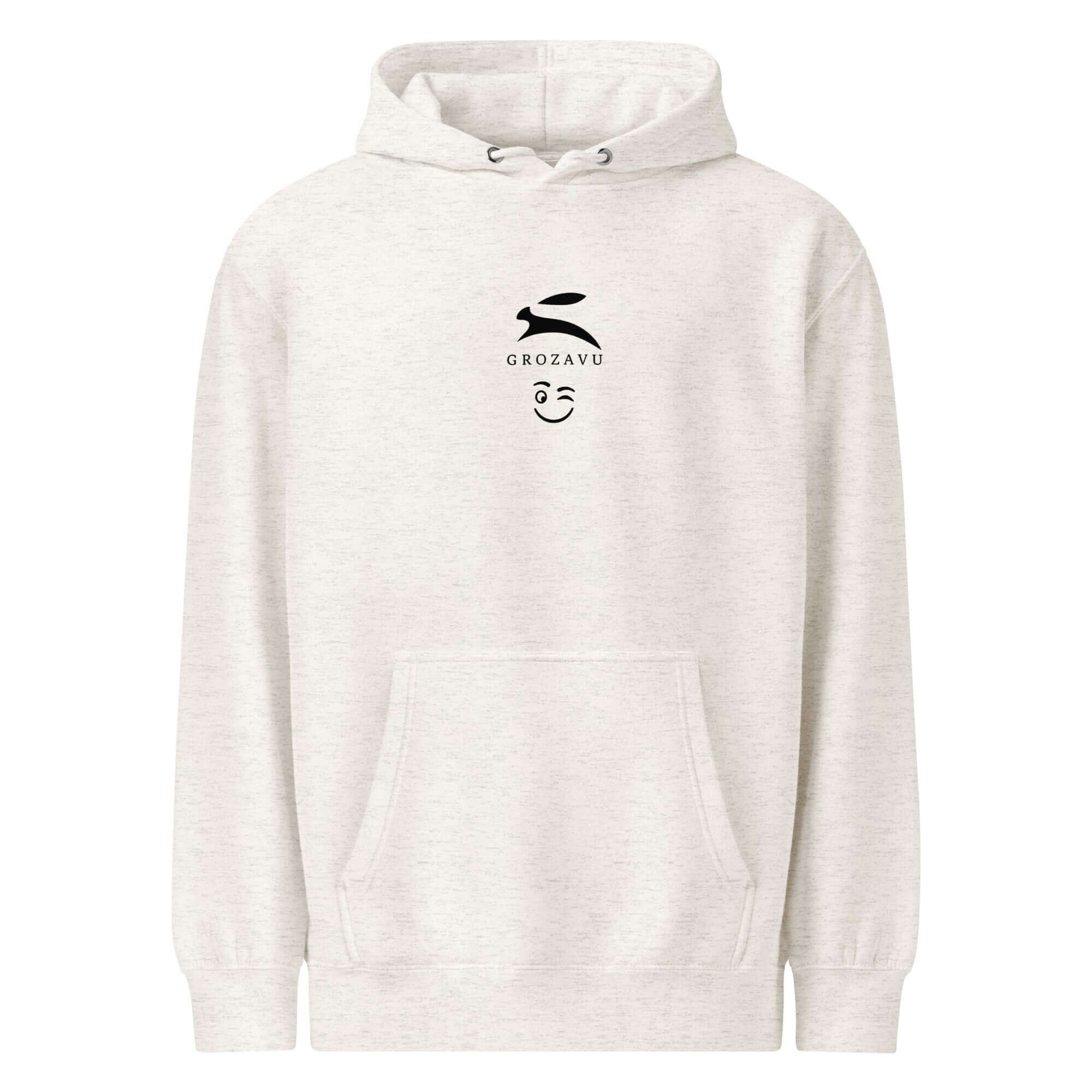 Cream Hoodie - Black Winking Face Logo