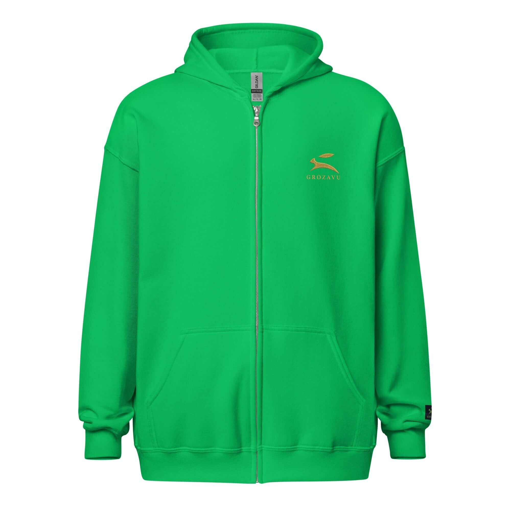 Bright Green Hoodie - Gold Cross Graphic