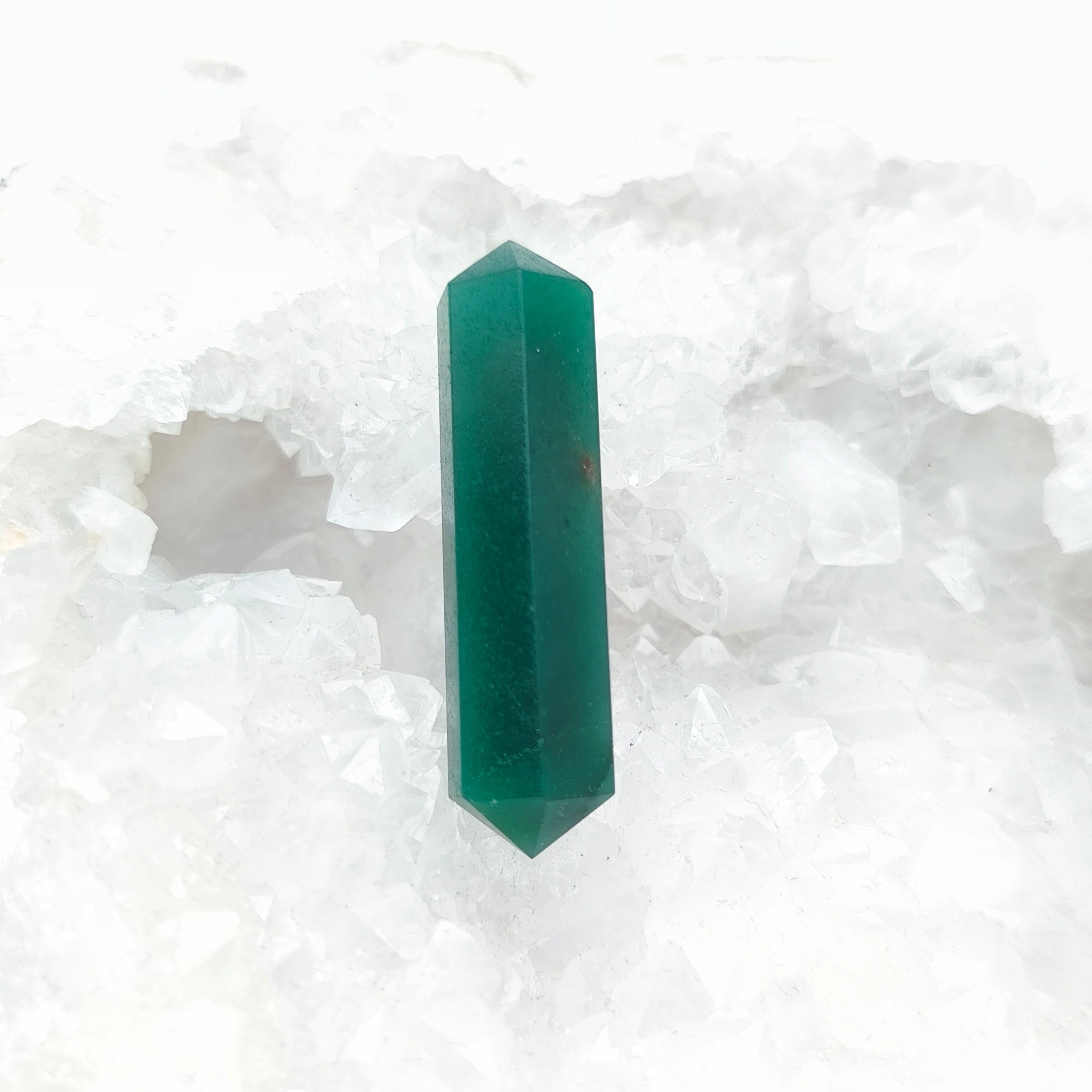Doppelt terminierte Spitze - EXTRA grüner Jade (4/5 cm)