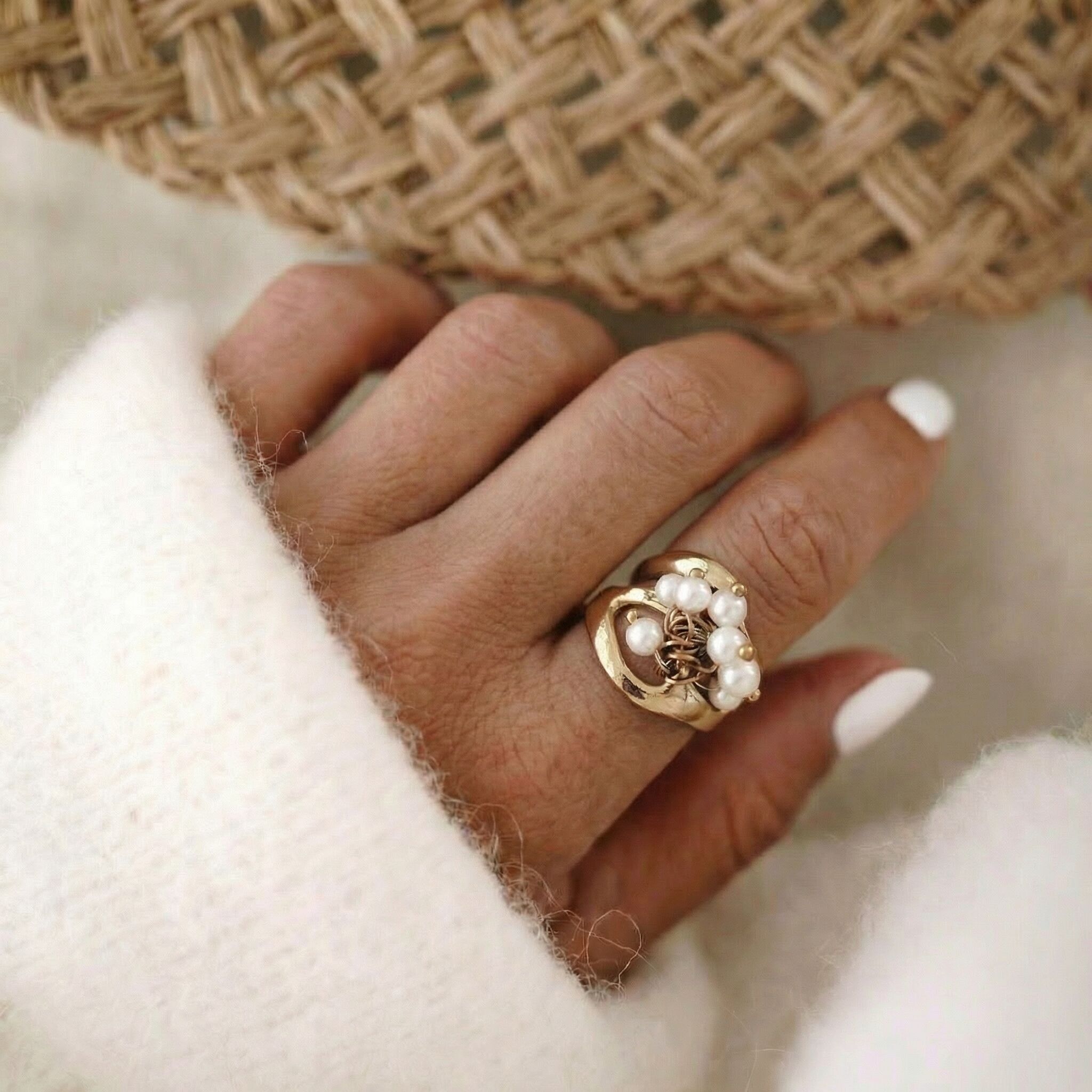 Pearl Cluster Statement Ring – Gold or Silver