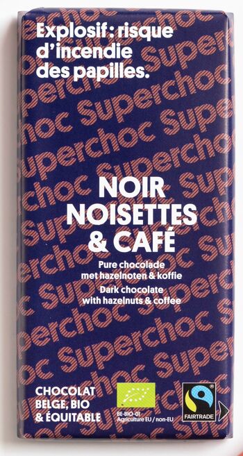 Tablette de chocolat Noir 72% Café et noisettes 1