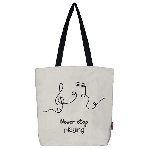 Tote bag, 100% cotton, "Never stop playing" model