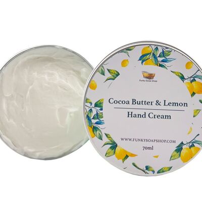 Hand Cream Cocoa Butter And Lemon, 1 Tub Of 70g