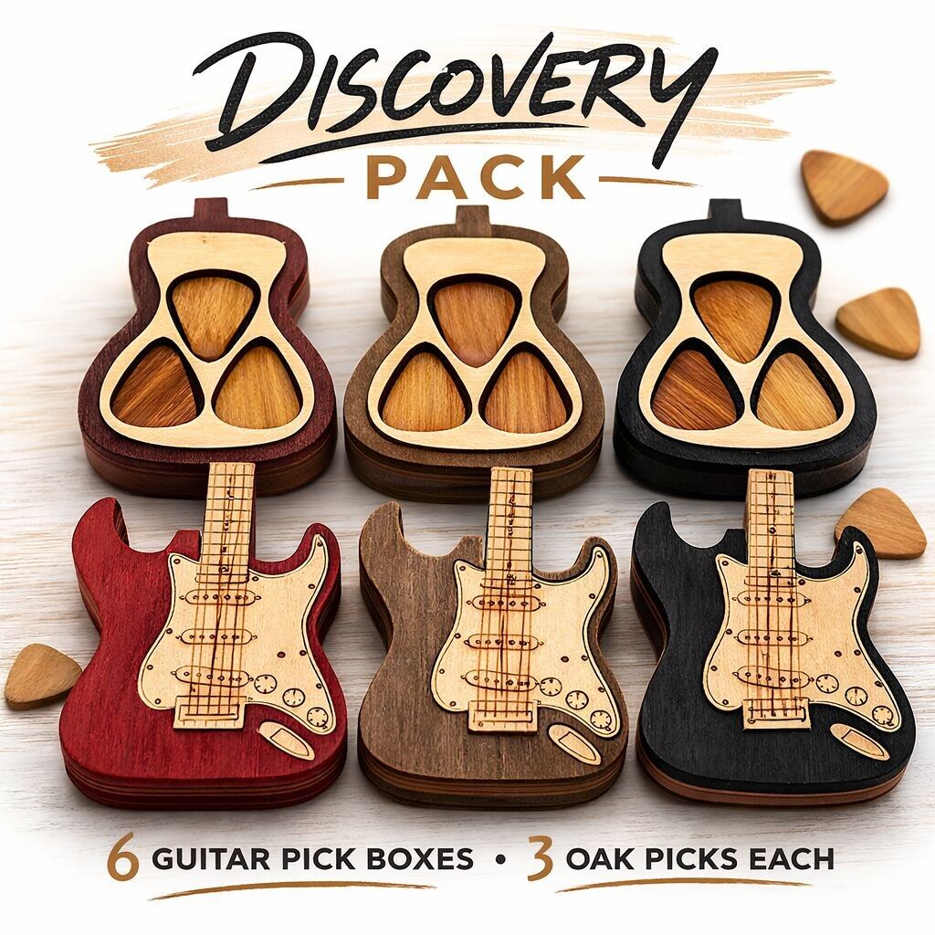 Discovery Pack 6 X Guitar Picks Boxes With 3 Oak Picks