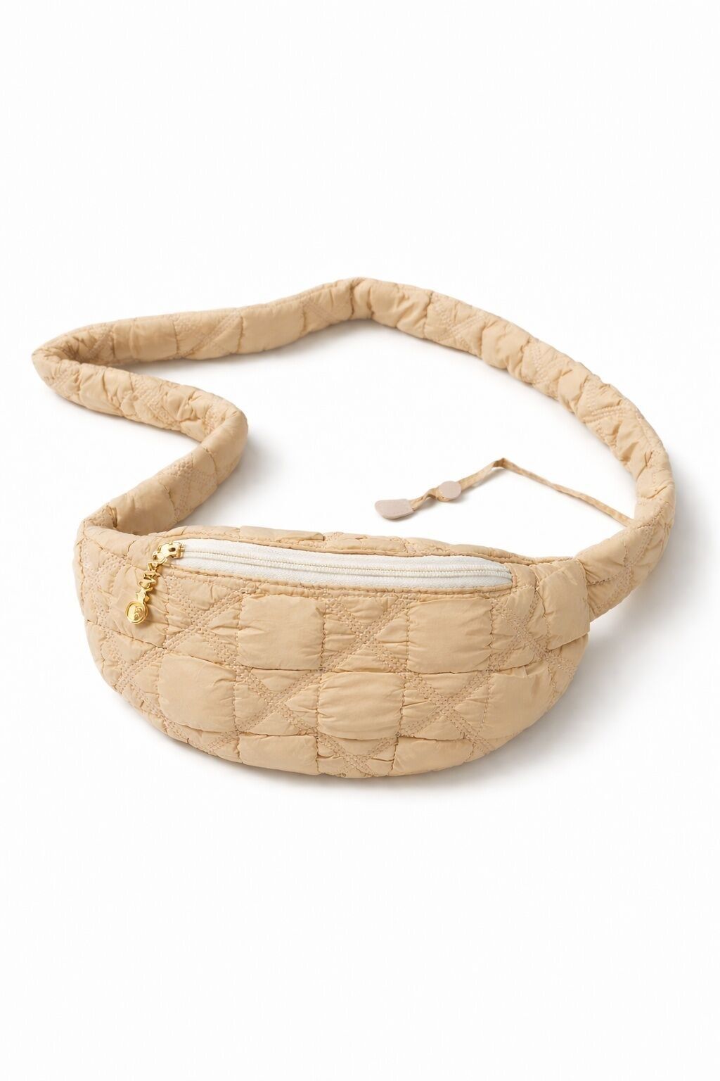 Beige quilted Mihella puffer shoulder bags