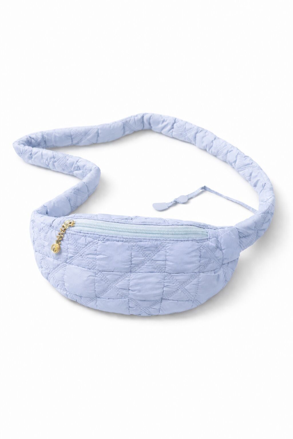 Light pastel blue quilted Mihella puffer shoulder bags